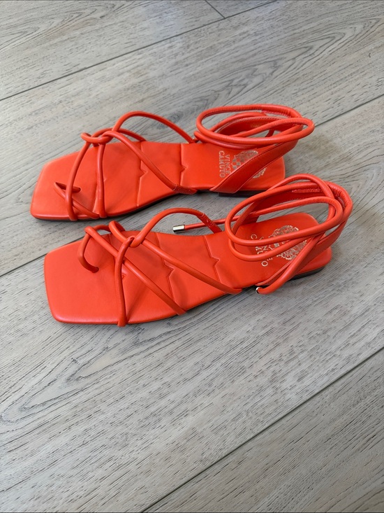 Vince Camuto Shoes - Vince Camuto Bright Orange Lace-Up Flat Sandals